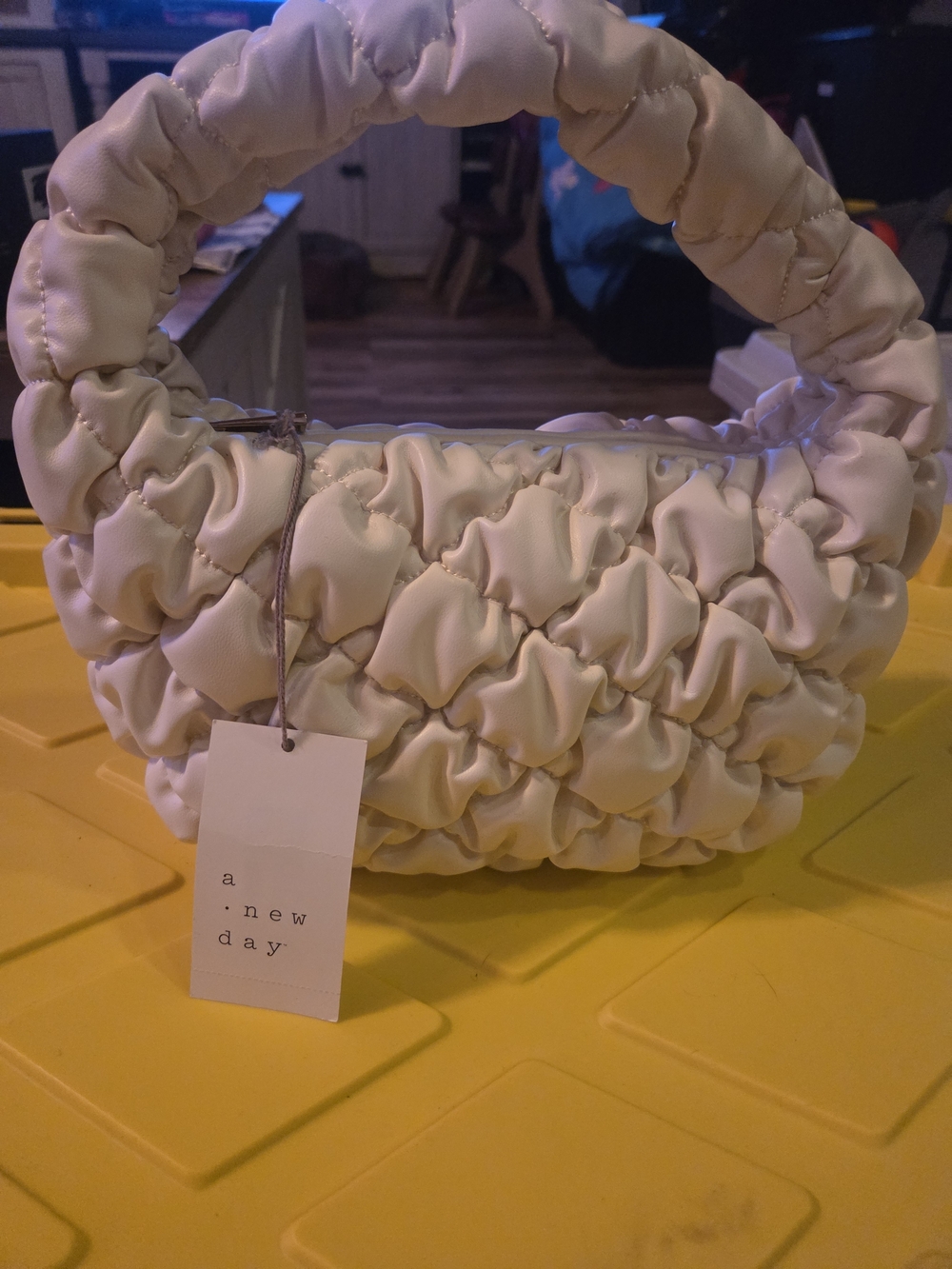 a.new day Cream Ruched Mini Top-Handle Bag